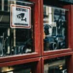 A glass display case